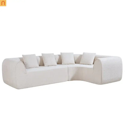 Sectional Sofa Curved L-Shape High-Density Foam Almond 4 Seat 110 In