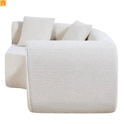 Sectional Sofa Curved L-Shape High-Density Foam Almond 4 Seat 110 In