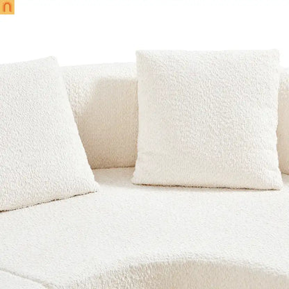 Sectional Sofa Curved L-Shape High-Density Foam White 4 Seat 110 In