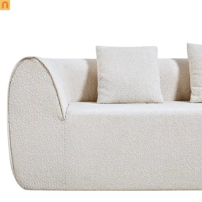 Sectional Sofa Curved L-Shape High-Density Foam Almond 4 Seat 110 In