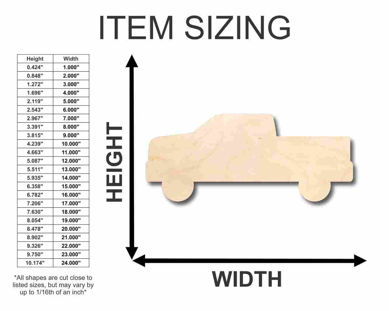 Unfinished Wood Pickup Truck Shape - Craft - up to 46" DIY