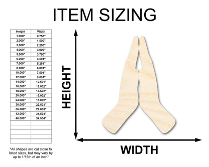 Unfinished Wood Praying Hands Shape - Religious Craft - up to 46" DIY