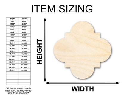 Unfinished Wood Quatrefoil Shape - Craft - up to 46" DIY