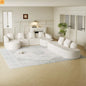 Sofa L-Shape Curved Modular Lychee Polyester White 6 Seat 112 In