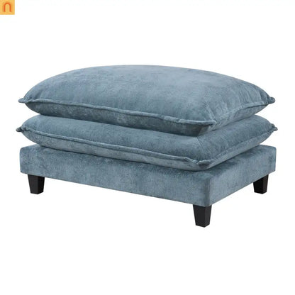 Sectional Sofa Chenille Light Blue 2 Seat USB Ports 2 Ottomans 111 In