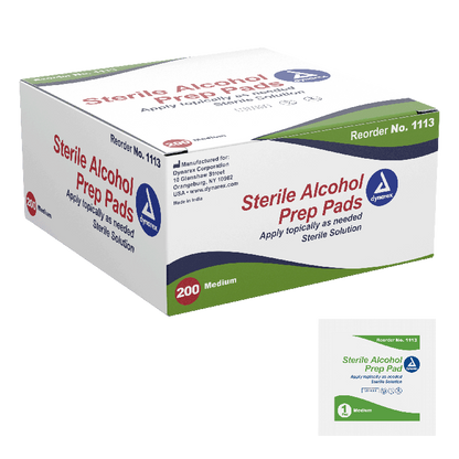 Dynarex Alcohol Prep Pad - Sterile, Medium, 200/bx, 10bxs/case (2000 Count)