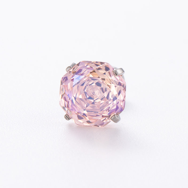 High-end, Brilliantly Reflective Octagonal Millennium Rose-cut Cubic Zirconia Stud Earrings