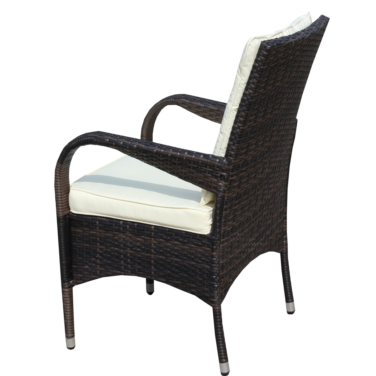 Outdoor Conversation Set PE Rattan Steel Brown Beige Cushion 3 Piece