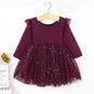 Long sleeve solid color pleated skirt