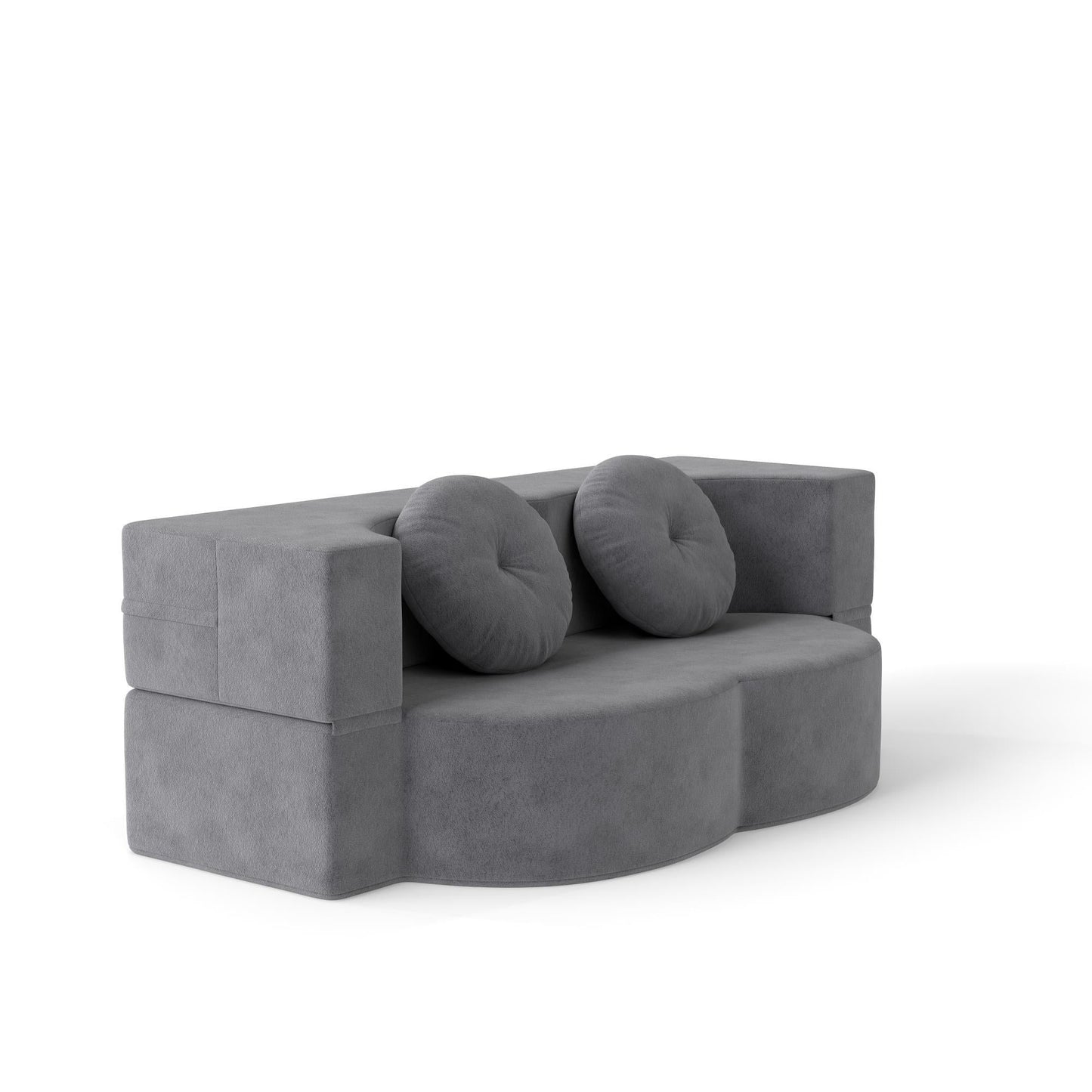 Floor Sofa Bed Corduroy Gray Convertible Sleeper Full Size 75.6 In
