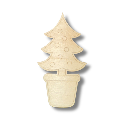 Unfinished Wood Etched Small Christmas Tree Shape | Paint By Line Crafts | up to 30" DIY