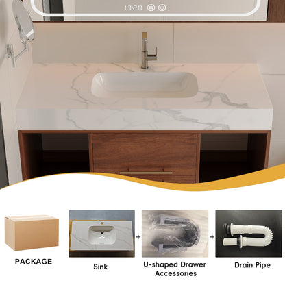 39.4 '' Floating Bathroom Vanity with Ceramic sink,Wall Mounted Vanity 2 Soft...