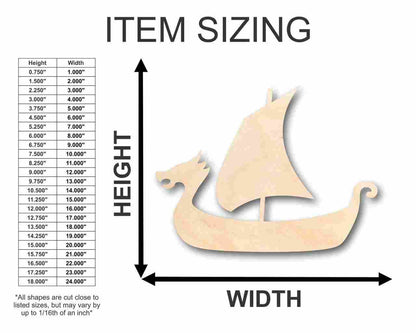 Unfinished Wood Viking Ship Shape - Sailing - History - Craft - up to 46" DIY
