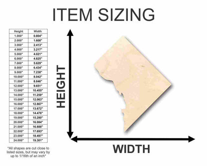 Unfinished Wood Washington DC Shape - USA Capital - Craft - up to 46" DIY