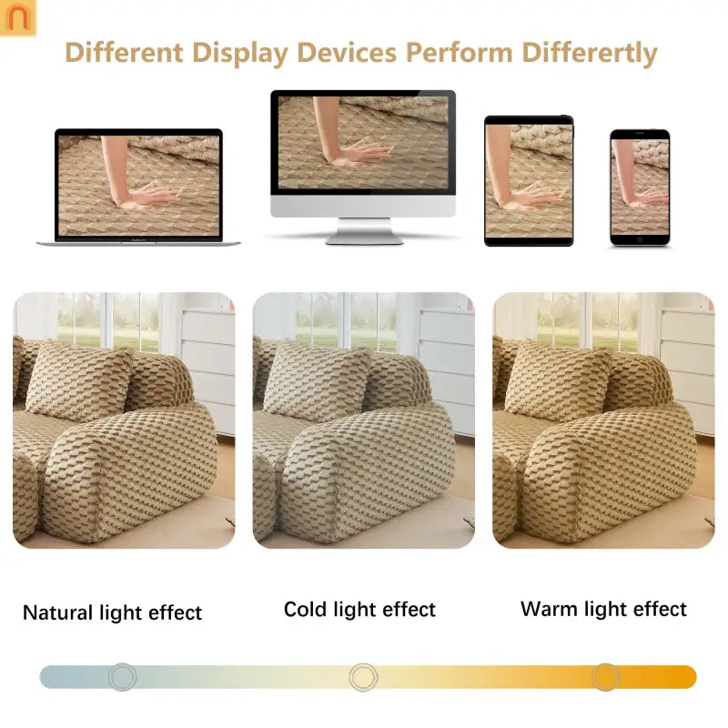 Sectional Sofa L-Shape Flannelette Light Camel 3 Seat with Ottoman