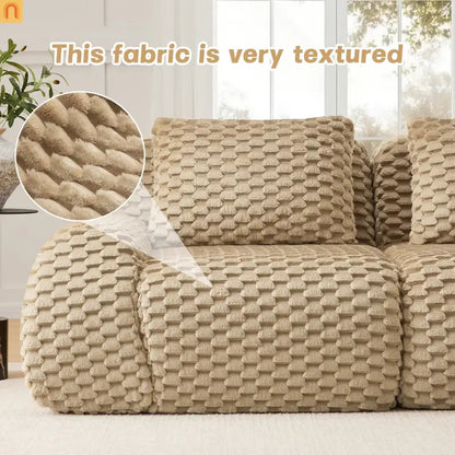 Sectional Sofa L-Shape Flannelette Light Camel 3 Seat with Ottoman