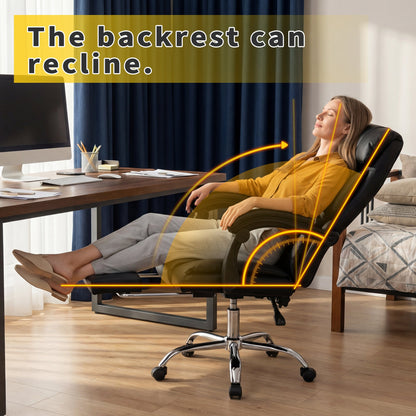 Executive Office Chair with Foot Rest, Adjustable Height High Back Reclining ...