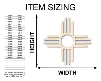 Unfinished Wood Zia Shape - Craft - up to 46" DIY