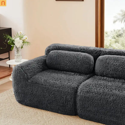 Sectional Sofa Modular Plush Dark Gray 3 Seat Non-Slip 114 In