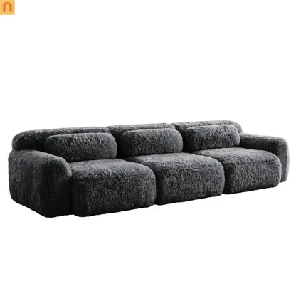 Sectional Sofa Modular Plush Dark Gray 3 Seat Non-Slip 114 In