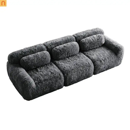 Sectional Sofa Modular Plush Dark Gray 3 Seat Non-Slip 114 In