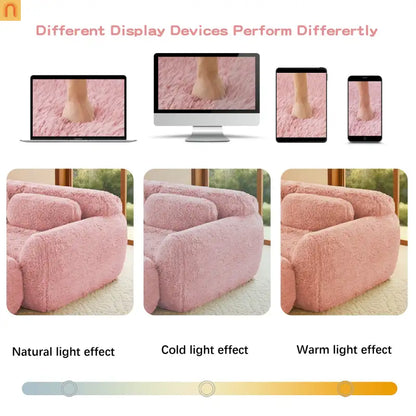 Sectional Sofa Modular Plush Pink 3 Seat Non-Slip 114 In