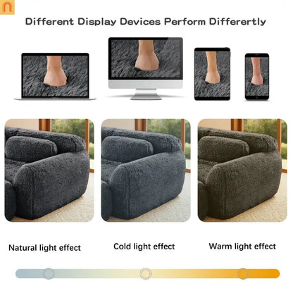 Sectional Sofa Modular Plush Dark Gray 3 Seat Non-Slip 114 In