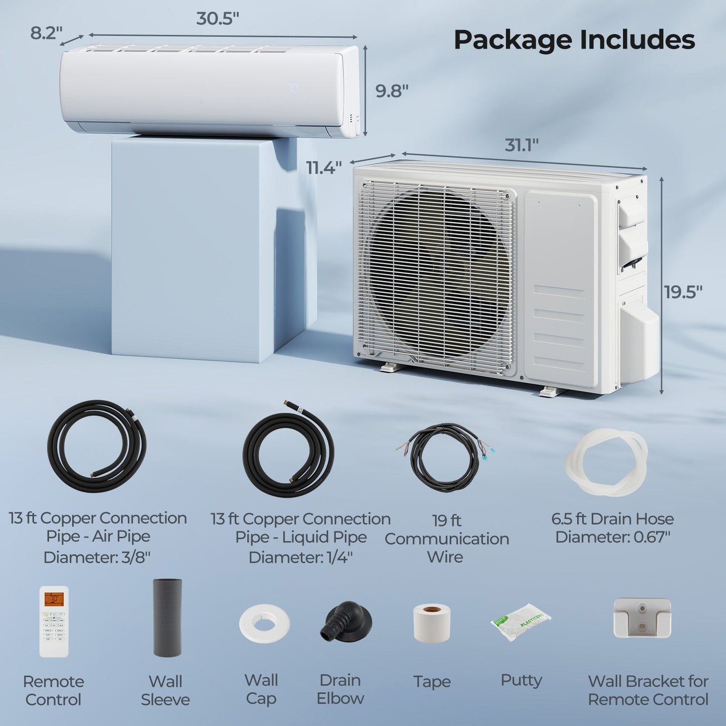 X-Pro 35000 BTU 2 Zone 22.5 SEER2 Concealed Ducted Mini Split AC
