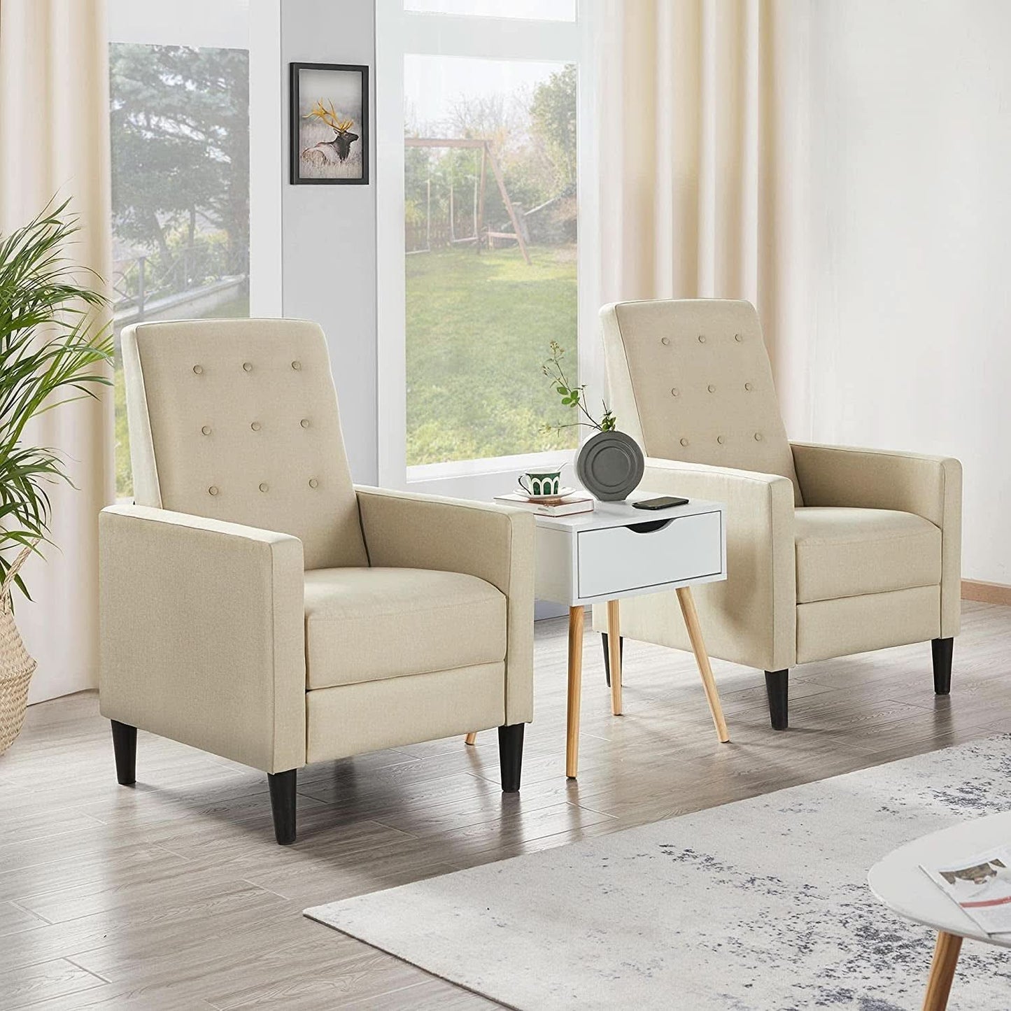 Fabric Recliner Chair Mid Century Modern With Durable Polyester Upholstery