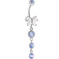 Triple Solar Blue Butterflly CABACHON Dangle Belly Ring