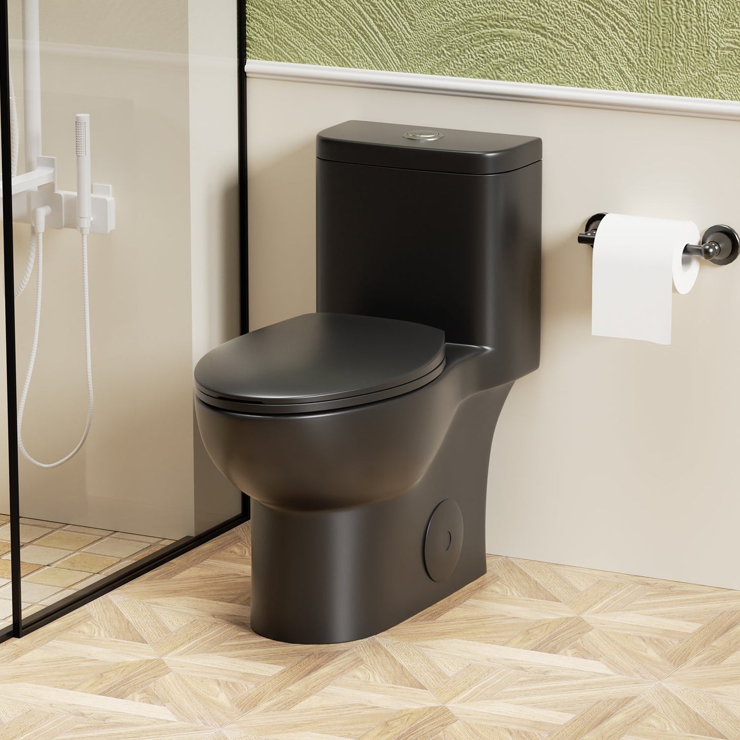 1.1/1.6 GPF Tornado Flush One-Piece Toilet with Comfort Chair Seat ADA Height...