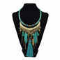 BLUEGREEN Feather Leaf Tassel Necklace - Bohemian Jewelry for Women
