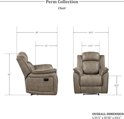 Sandy Brown Microfiber 3 Piece Reclining Living Room Set