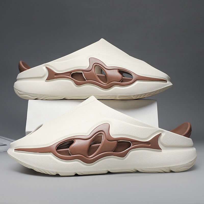 Sports-style Non-slip Deodorizing Thick-soled Shark Slippers For Home Use