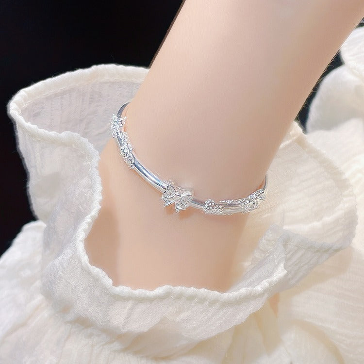 Floral Bow Womens New Glossy Slide-on Bracelet