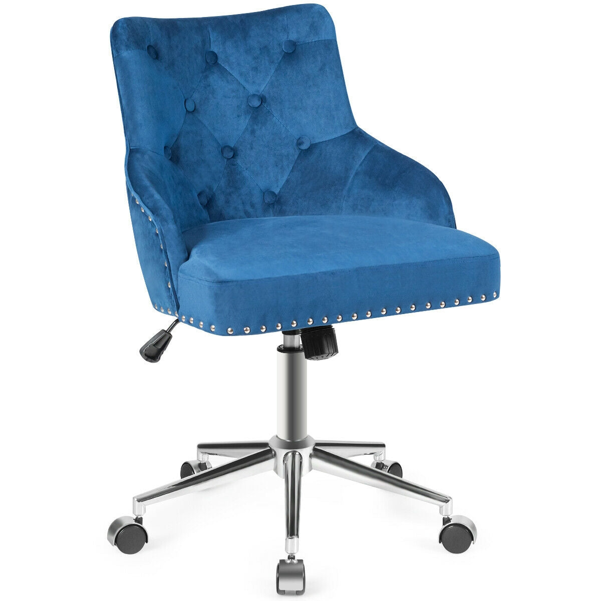 Tufted Upholstered Swivel Computer Desk Chair with Nailed Tri
