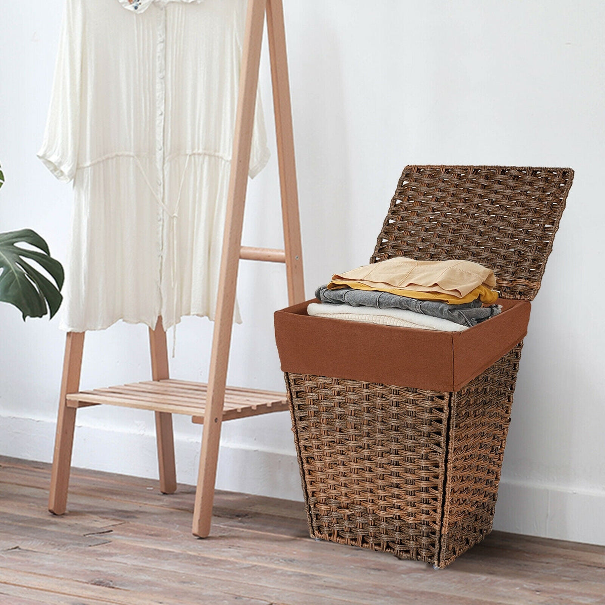 Foldable Handwoven Laundry Hamper with Removable Liner