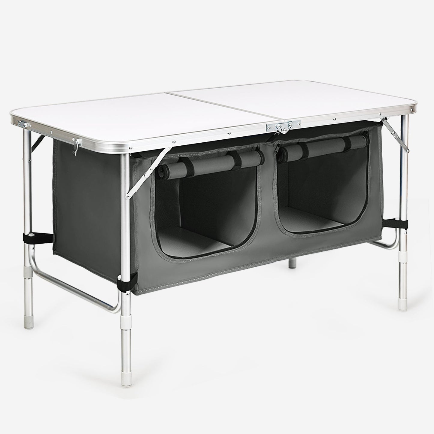 Height Adjustable Folding Camping Table-Gray