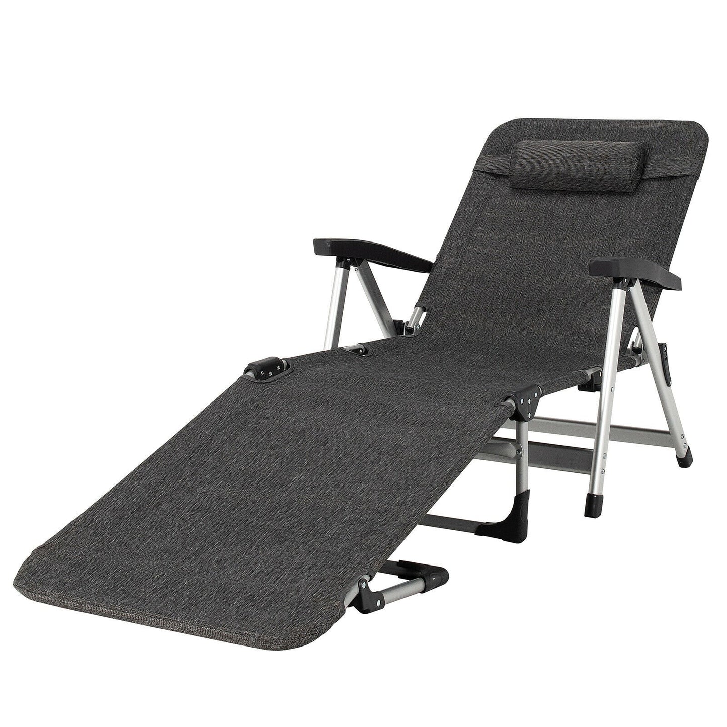 Beach Folding Chaise Lounge Recliner with 7 Adjustable Position
