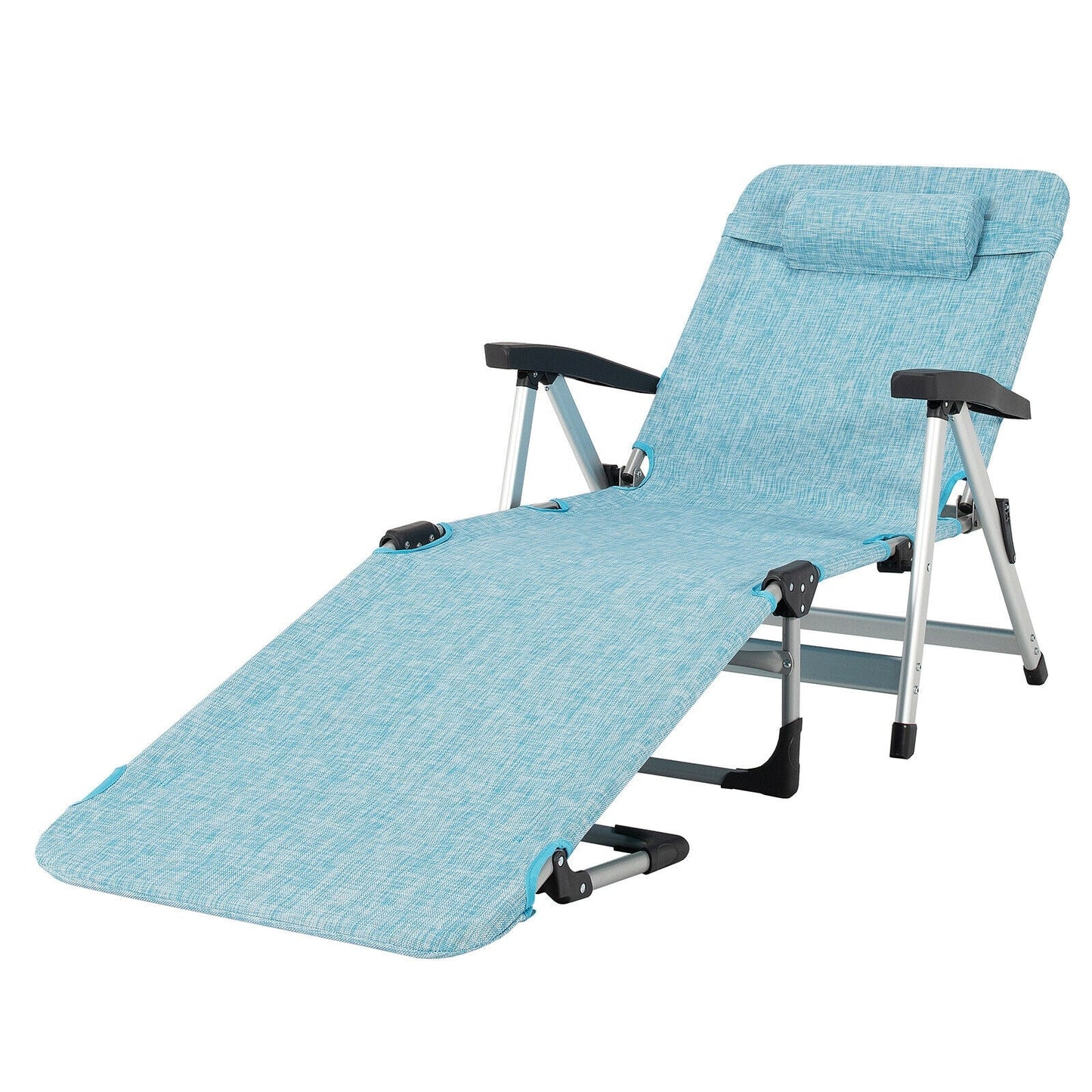 Beach Folding Chaise Lounge Recliner with 7 Adjustable Position