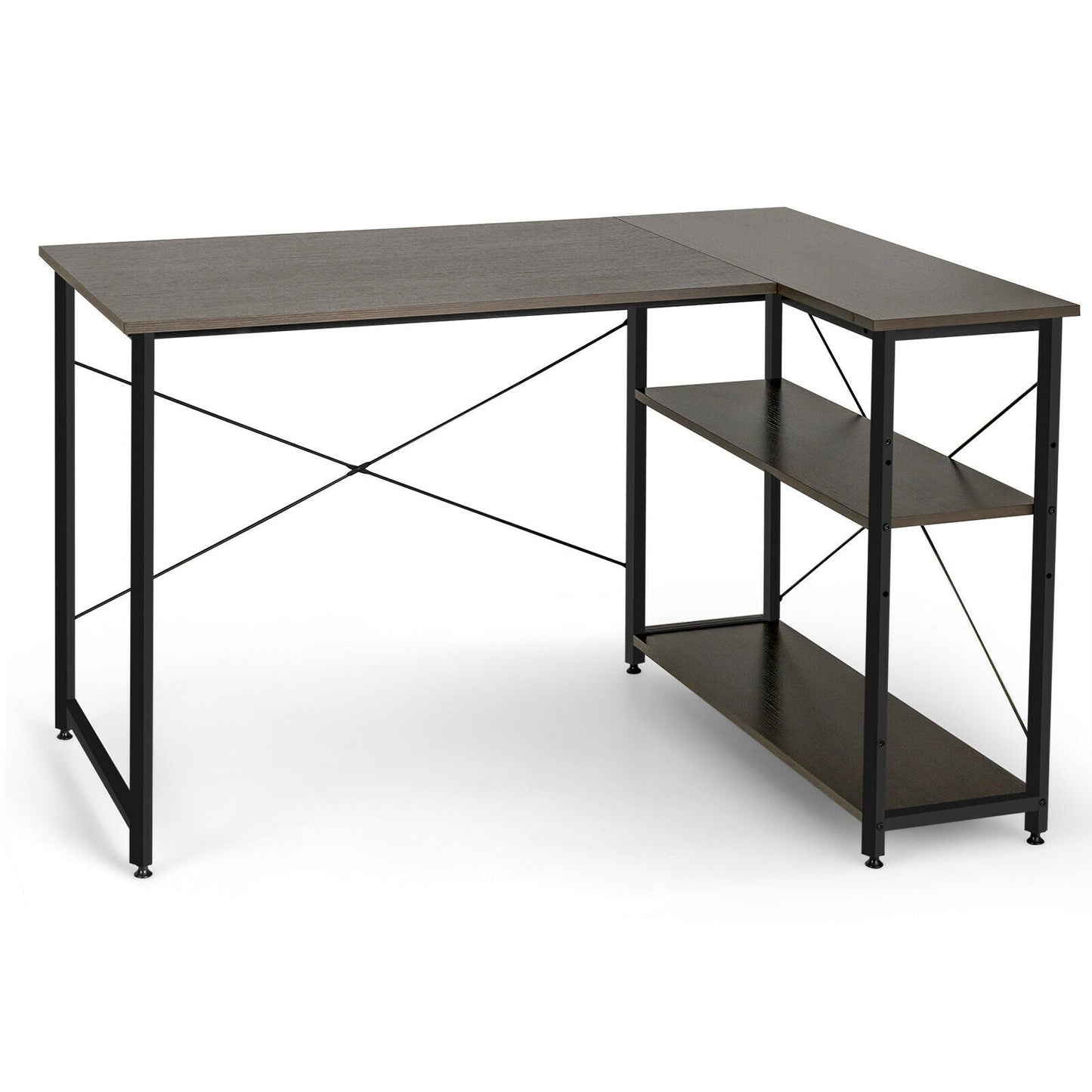 48 Inch Reversible L Shaped Computer Desk with Adjustable Shelf