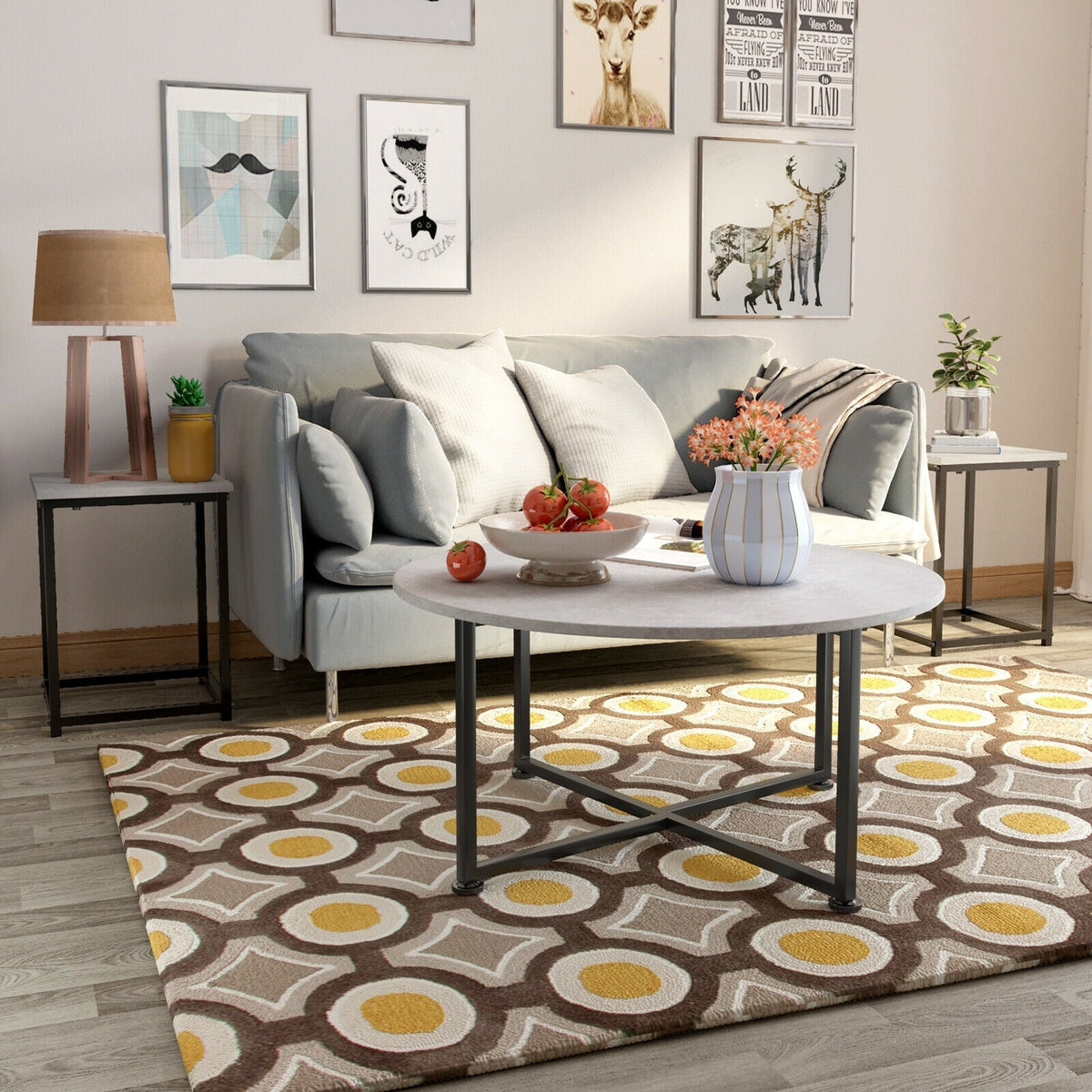 3-Piece Modern Faux Marble Coffee Table Set for Living Room
