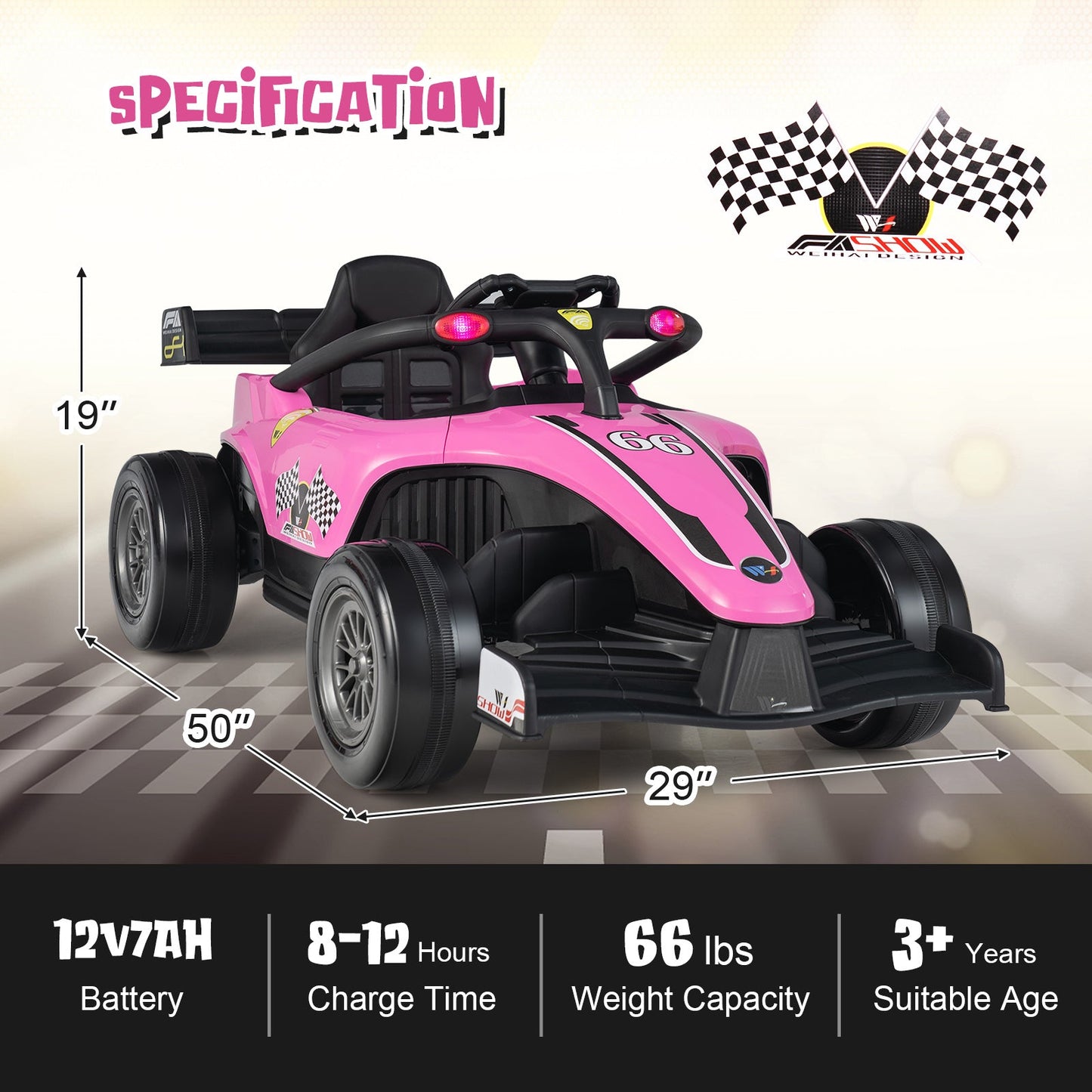 12V Kids Ride on Electric Formula Racing Car with Remote Control