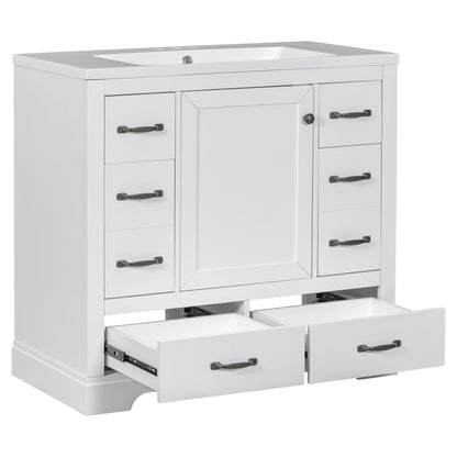 36' Bathroom Vanity with Sink Combo, Six Drawers, Multi-Functional Drawer Div...