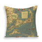 New Retro Toss Pillow Case European World Map Cushion Cover Seat Sofa Covers Morocco Linen House Home Decor Throw Pillows Cases