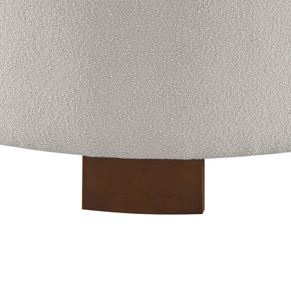 Round Storage Ottoman with Reversible Lid, Boucle Fabric Upholstered, Beige