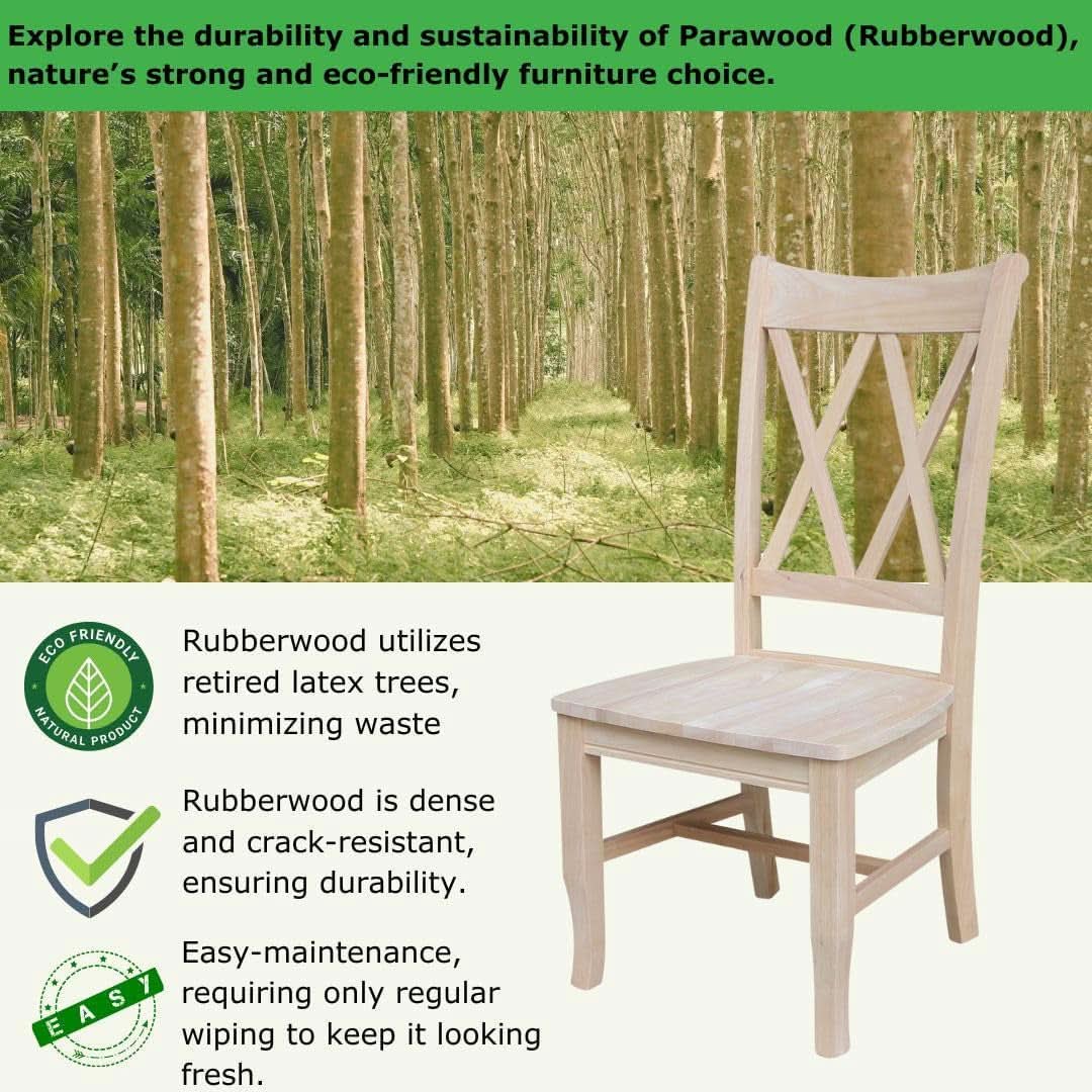 Two Unfinished Parawood Dining Chairs With X Back