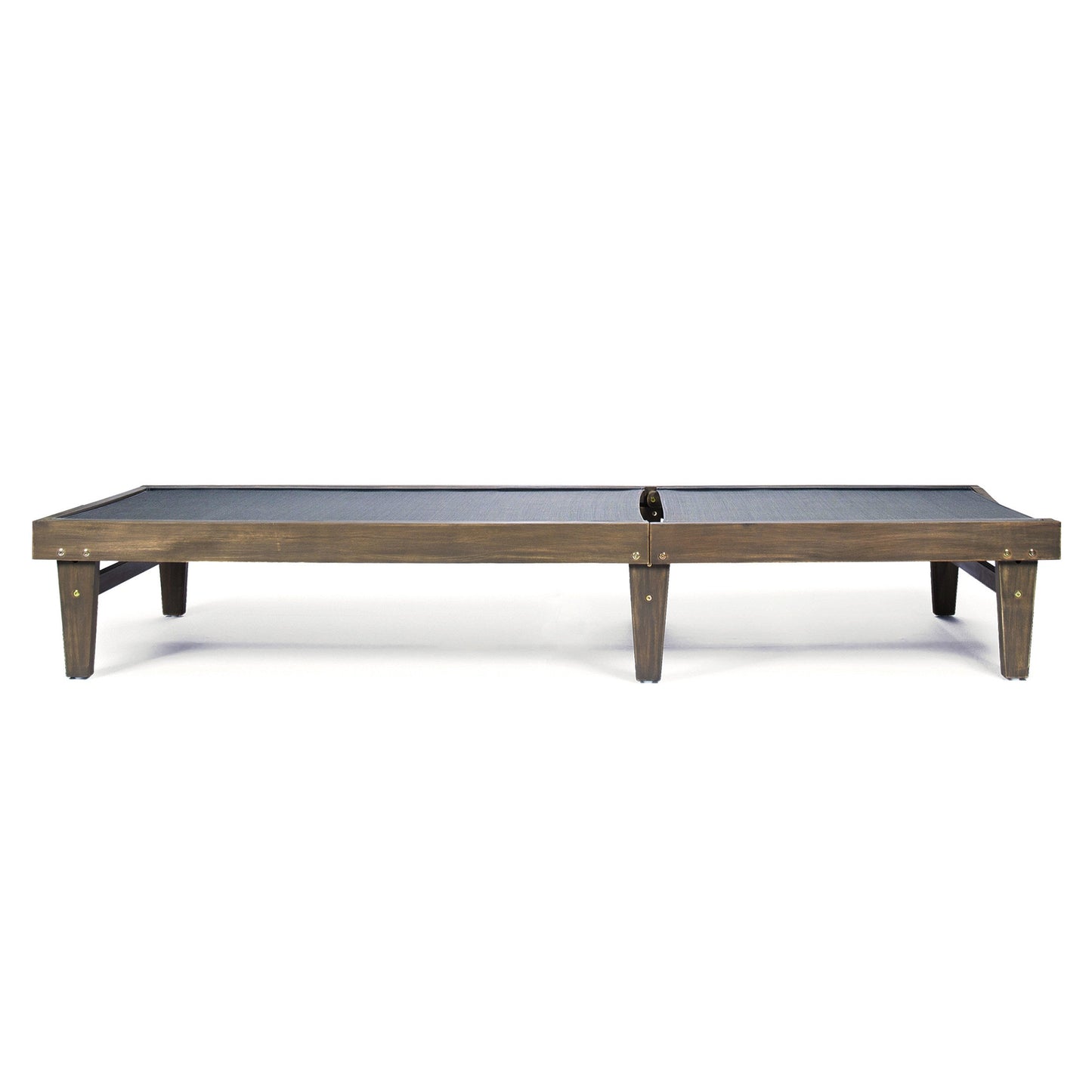 Outdoor Acacia Wood Chaise Lounge Gray Mesh 78.25x24