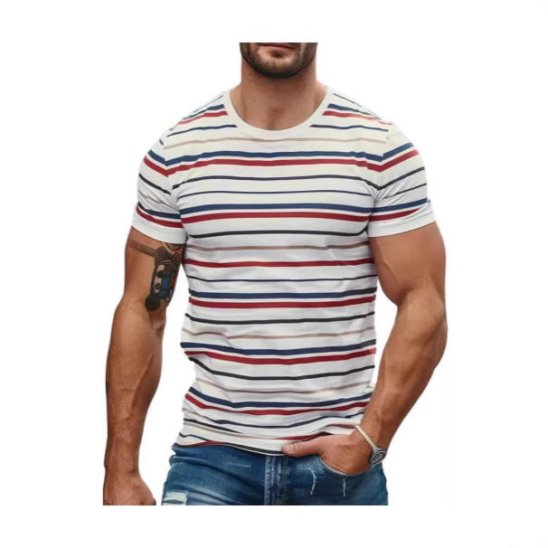 Men's Fashion Striped Casual Short-Sleeve