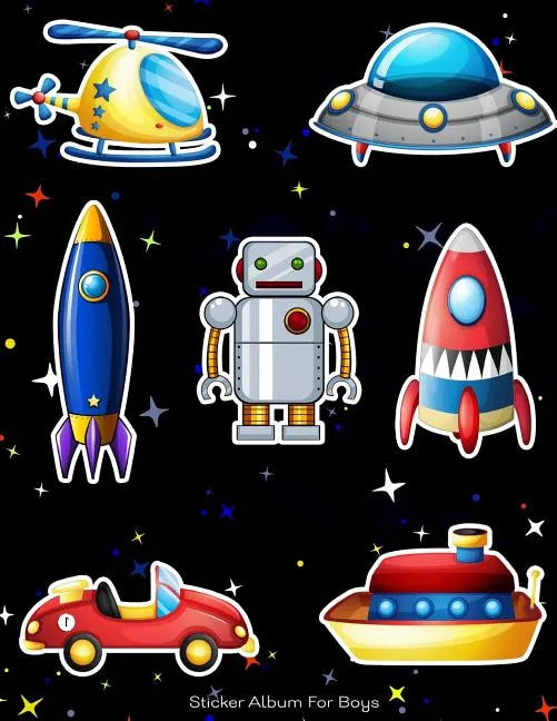 Sticker Album For Boys: 100 Plus Pages For PERMANENT Sticker Collection, Activity Book For Boys, Black - 8.5 by 11 - Paperback